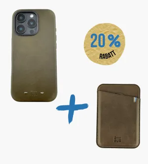 Set Hülle   Wallet | Leder Hülle für dein iPhone   Leder Wallet mit MagSafe Olive
