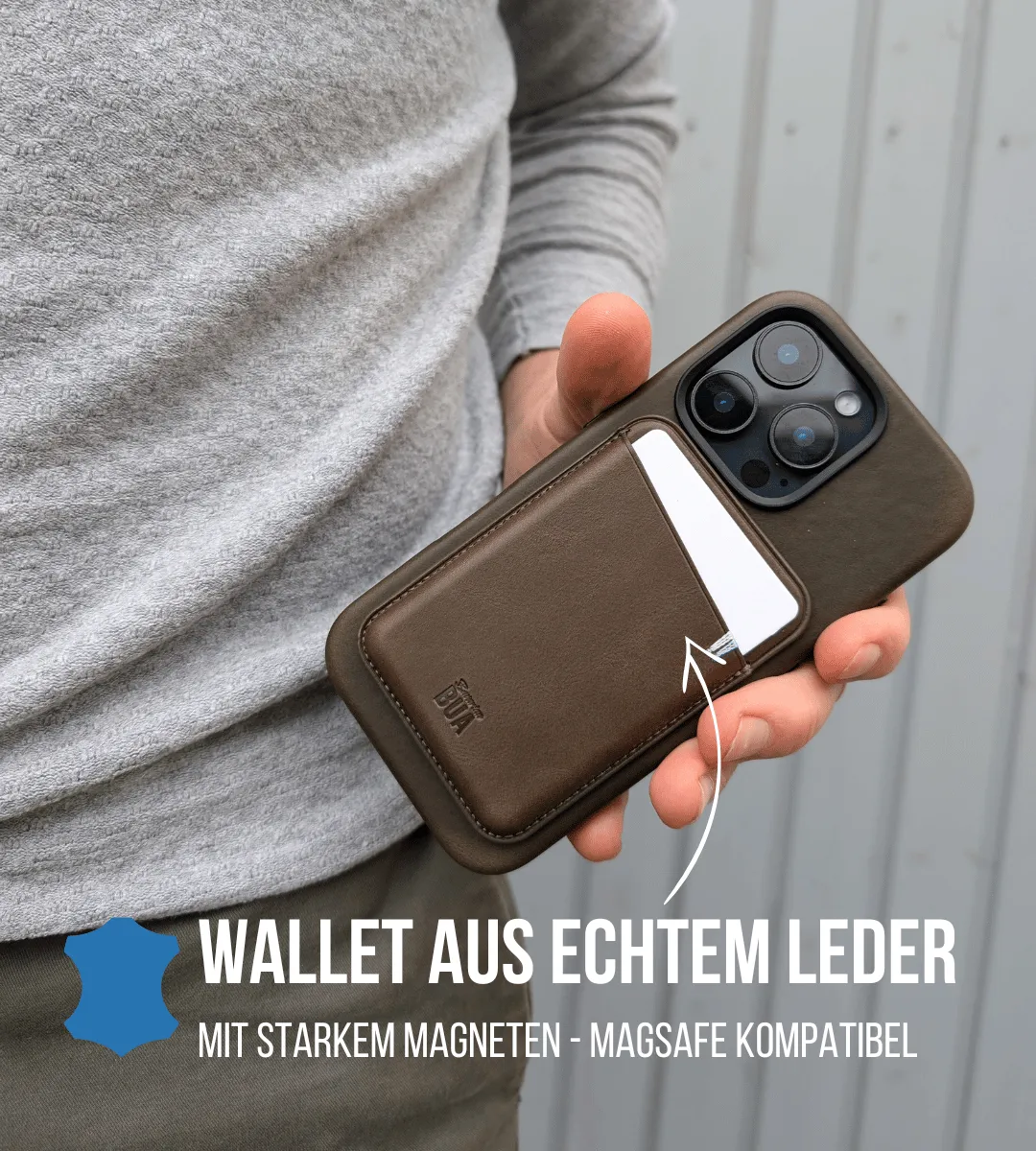 Set Hülle   Wallet | Leder Hülle für dein iPhone   Leder Wallet mit MagSafe Olive