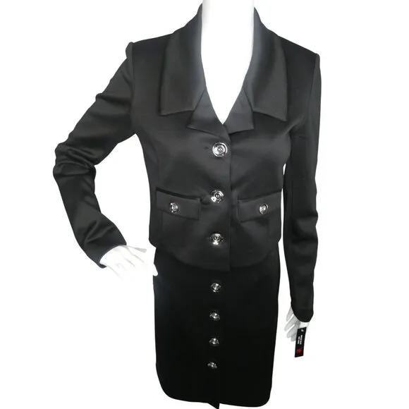 Shelby Rose Women's 2 PC Jacket Skirt Set Black Size 4