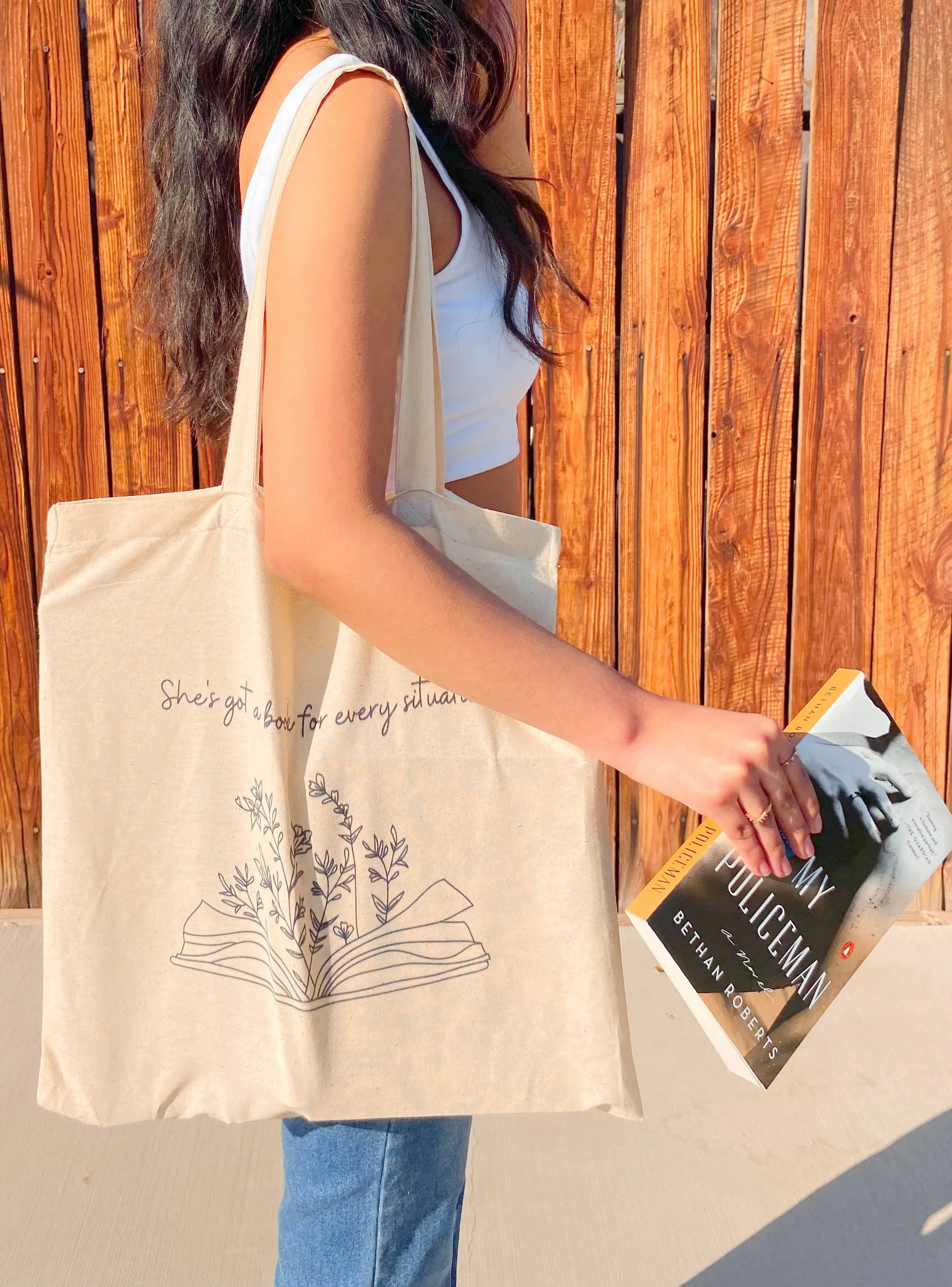 She’s got a book for every situation tote