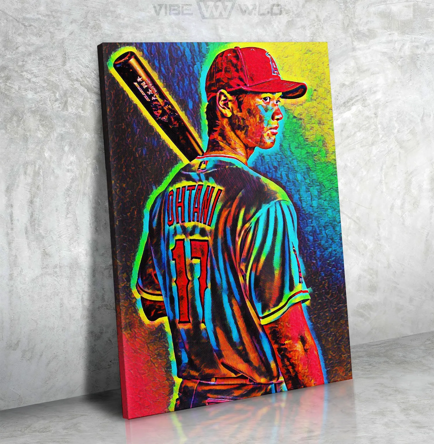Shohei Ohtani Canvas Wall Art Colorful Refractor Style