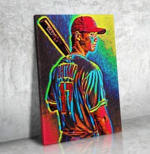 Shohei Ohtani Canvas Wall Art Colorful Refractor Style