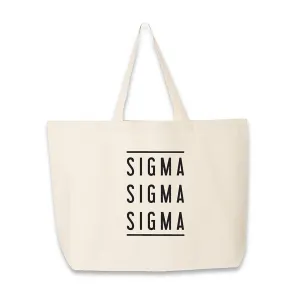 Sigma Sigma Sigma Sorority Printed on Large Canvas Tote Bag