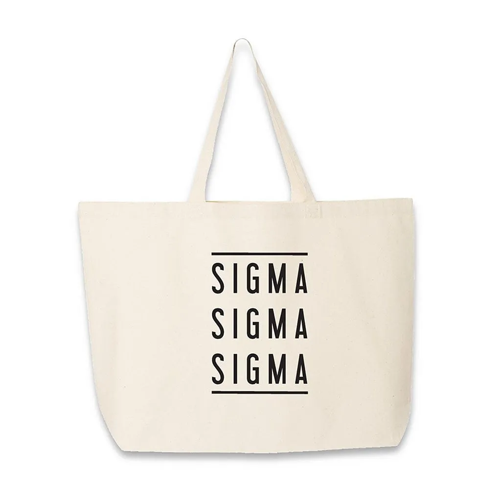 Sigma Sigma Sigma Sorority Printed on Large Canvas Tote Bag