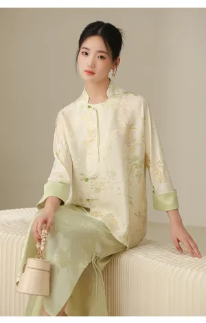 Silk Paisley Graceful Qipao Cheongsam Two Piece