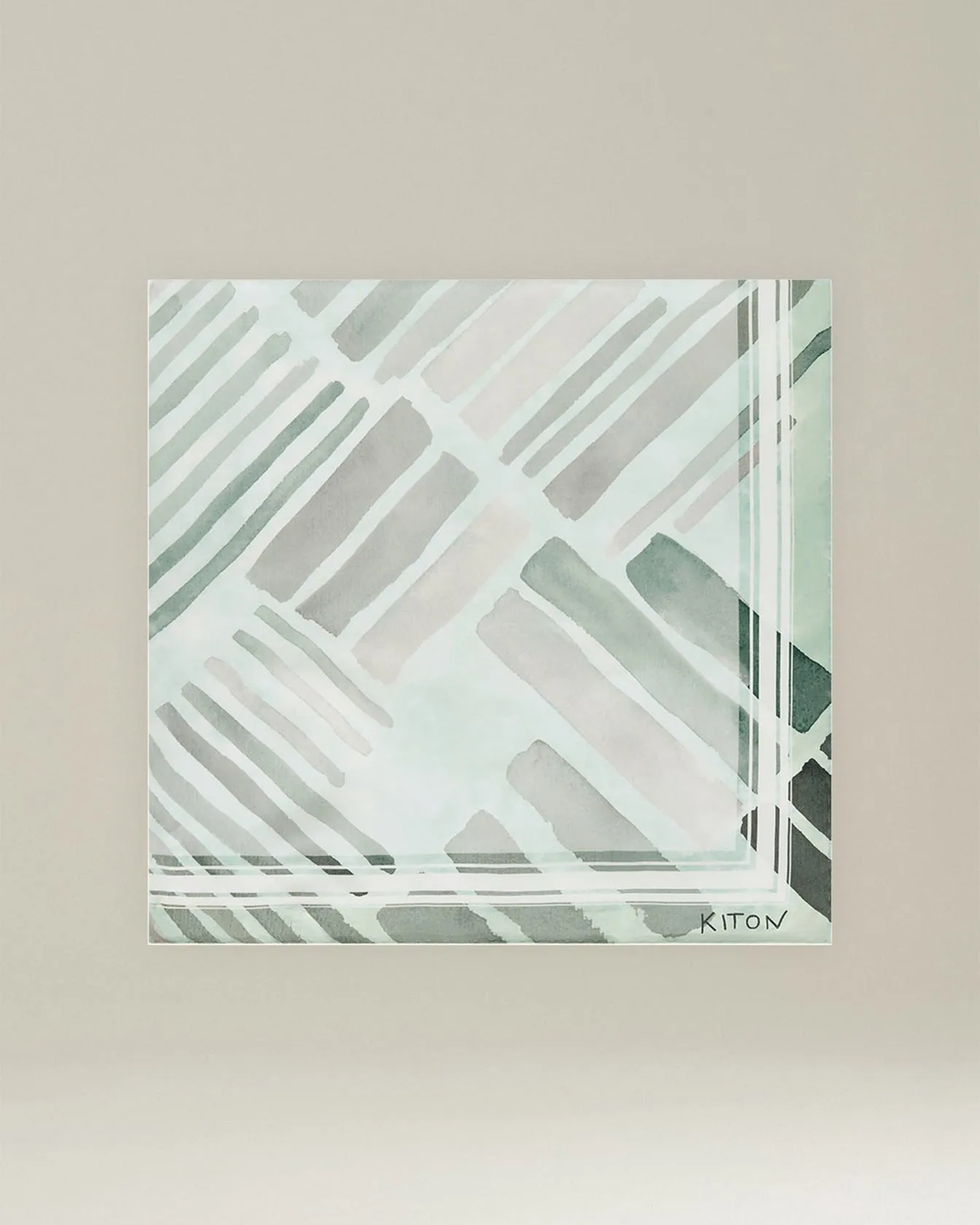 SILK SCARF WITH ETHNIC BRUSH PATTERN