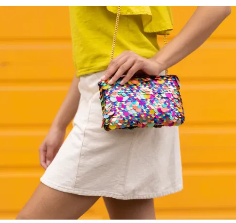 Simitri Rainbow Disco Clutch
