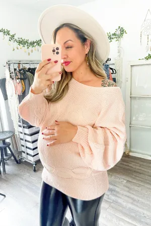 Size Large // Blush Off The Shoulder Sweater