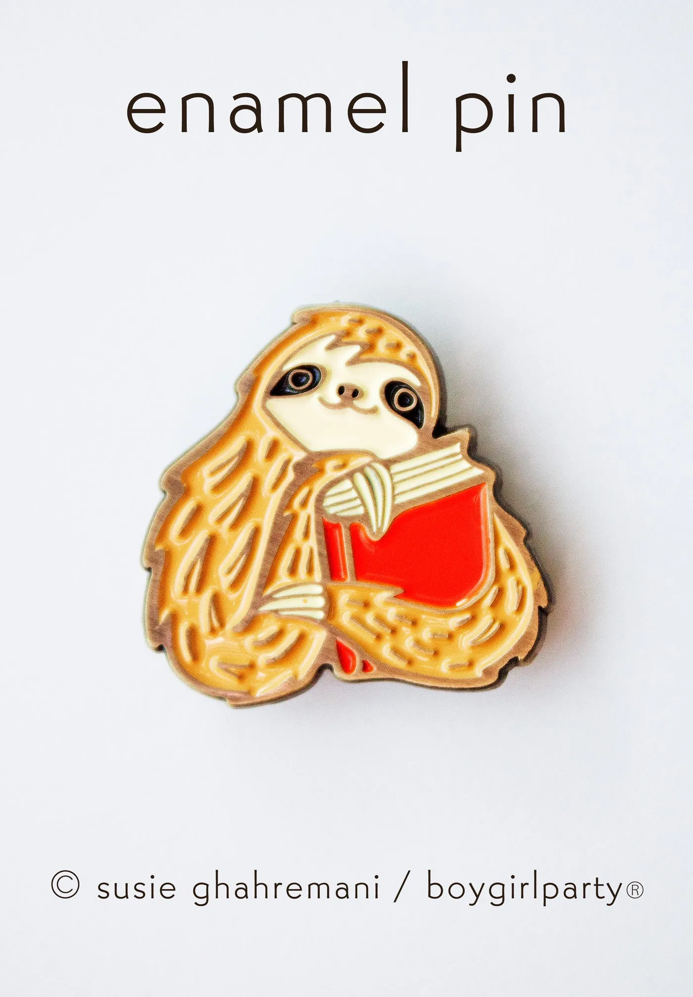 Sloth Book Pin - Bookish Sloth Enamel Pin - Book Enamel Pin by boygirlparty
