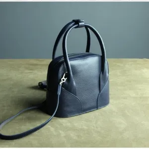 Small Womens Navy Leather Handbag Purse Leather Classic Blue Shoulder Bag Handbag Purse for Ladies