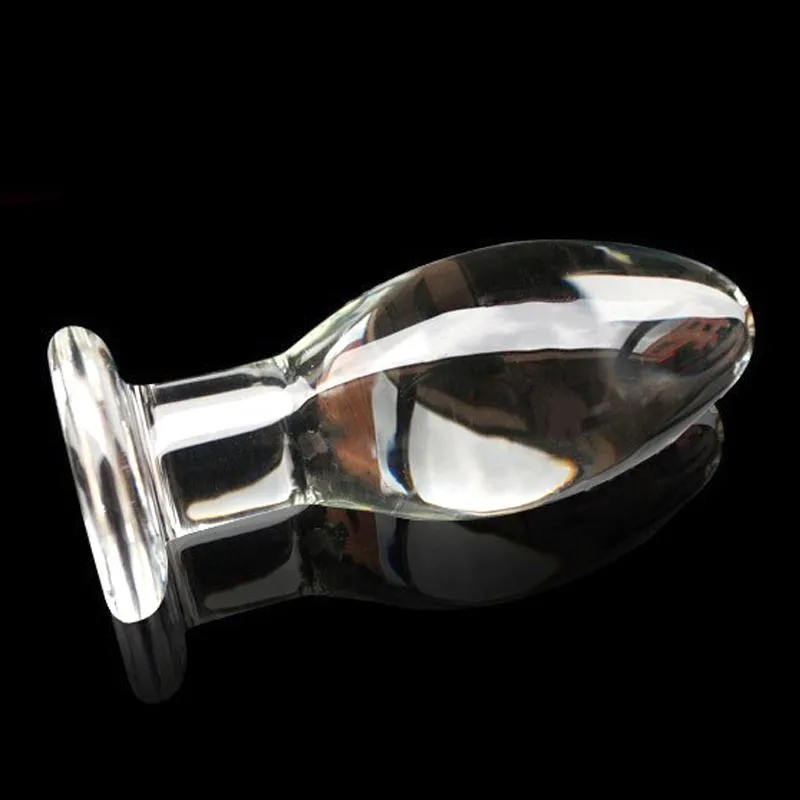 SMOOTH TRANSPARENT GLASS STIMULATOR PLUG