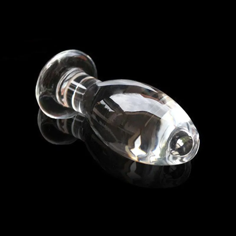 SMOOTH TRANSPARENT GLASS STIMULATOR PLUG