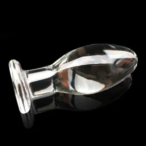 SMOOTH TRANSPARENT GLASS STIMULATOR PLUG