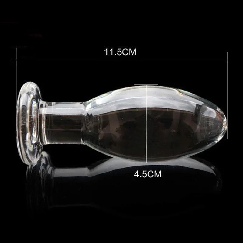 SMOOTH TRANSPARENT GLASS STIMULATOR PLUG