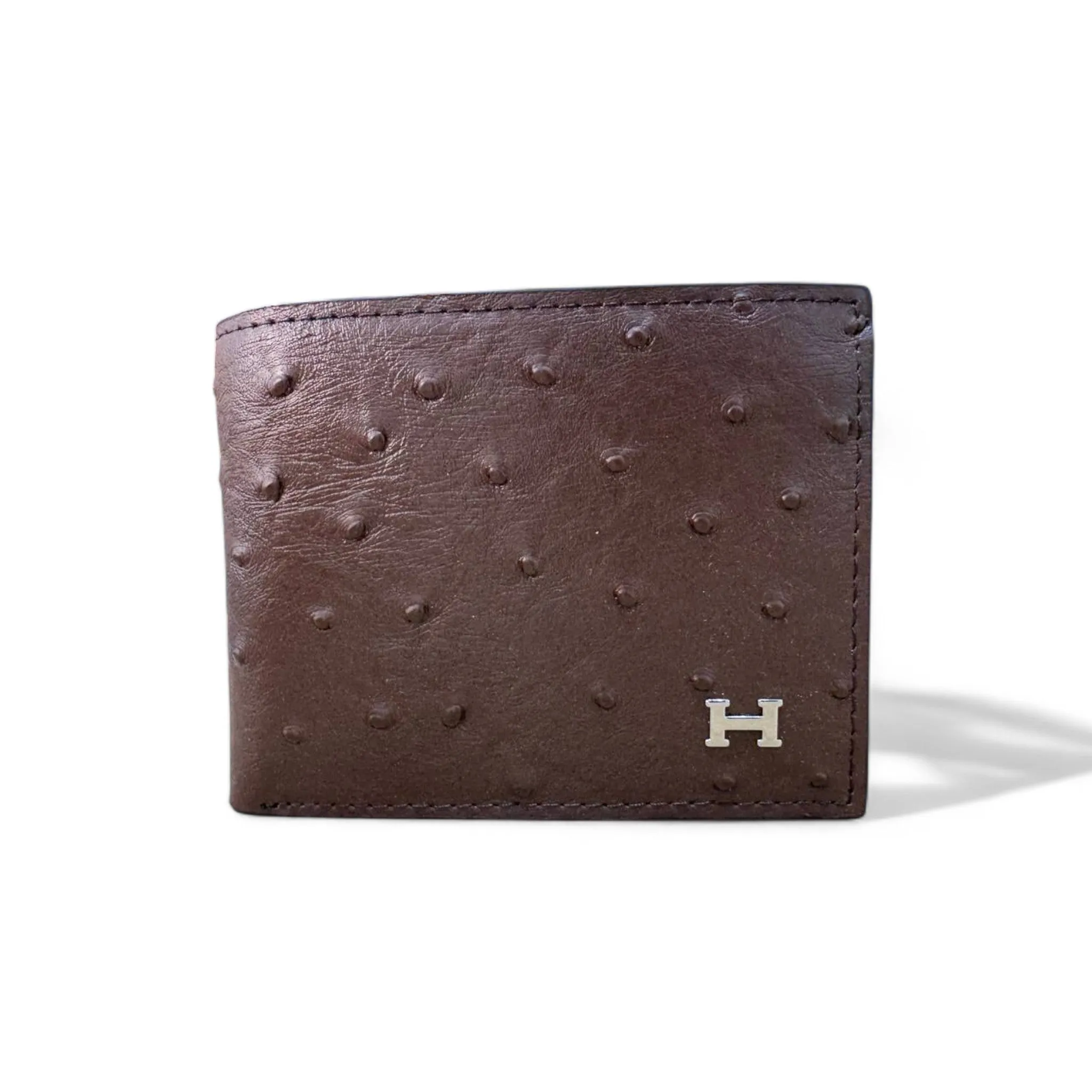 Sophisticated Brown Hermès Wallet with Ostrich Leather Texture