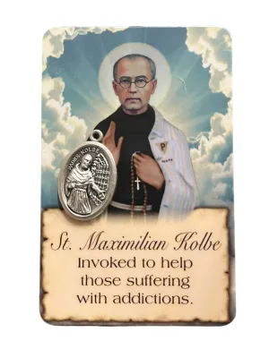 St. Maximilian Kolbe Prayer Card and Medal