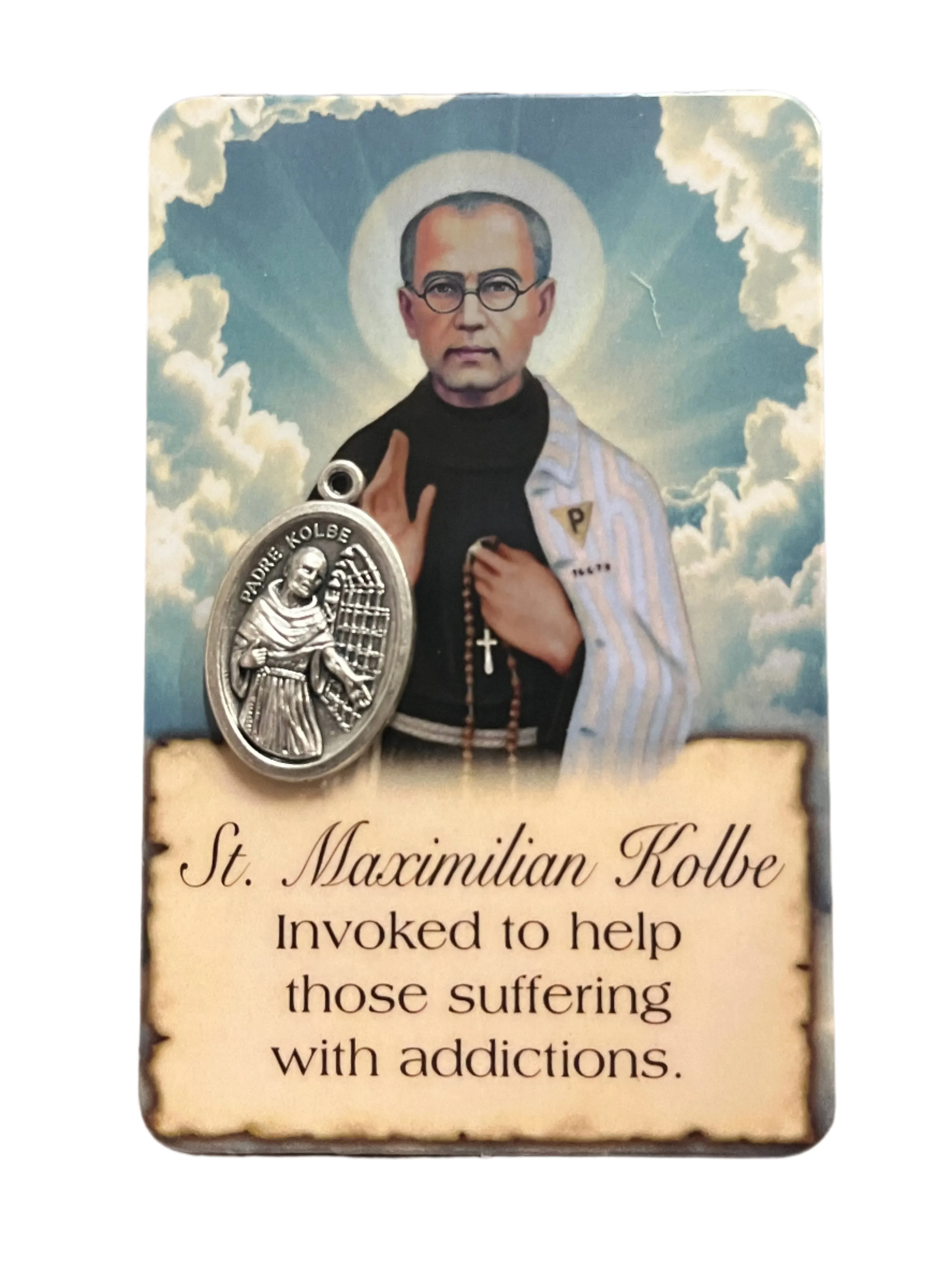 St. Maximilian Kolbe Prayer Card and Medal