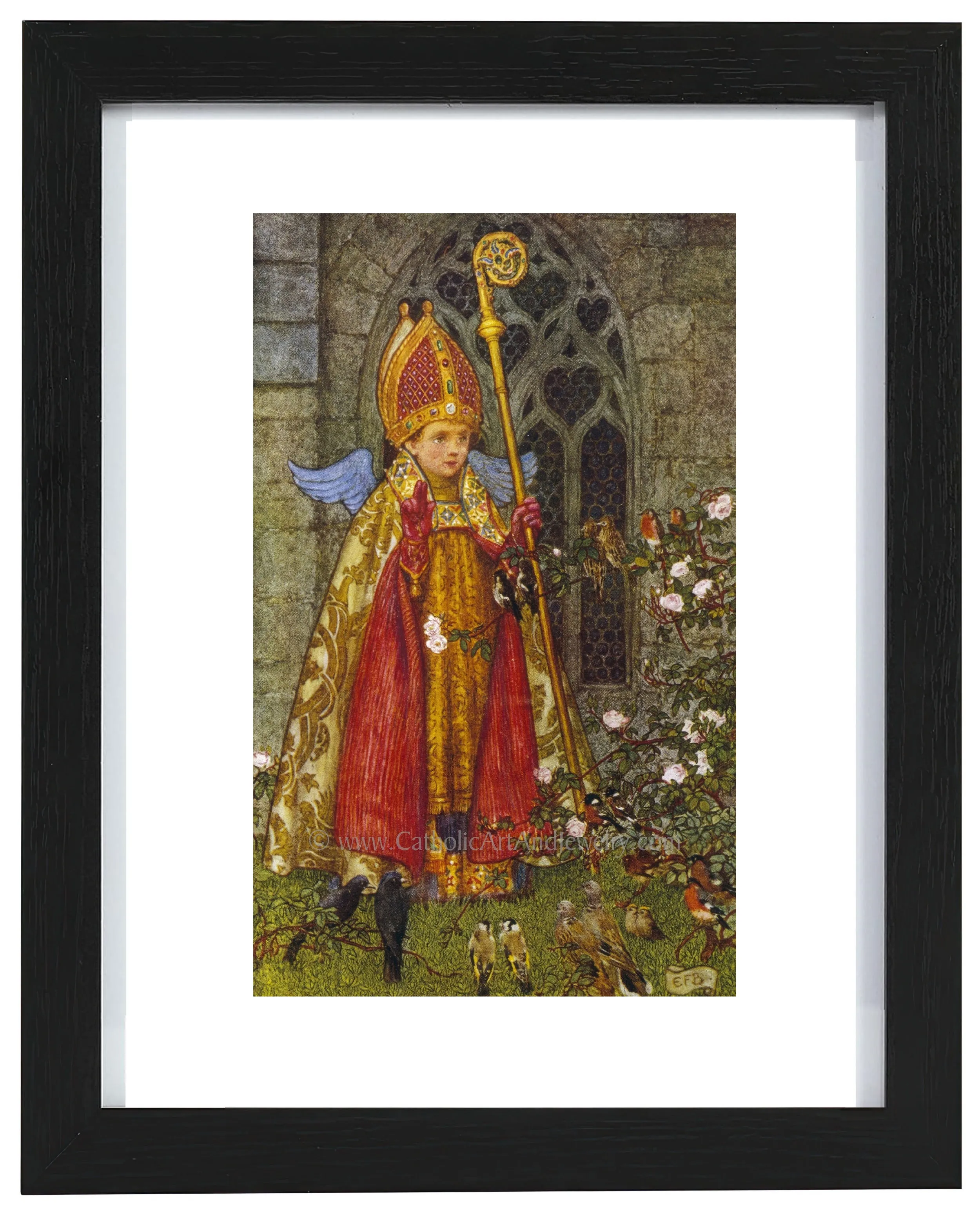 St. Valentine as a Boy Ministering to the Birds by Eleanor Fortesque Brickdale – Based on a John Donne Sonnet – Archival Quality