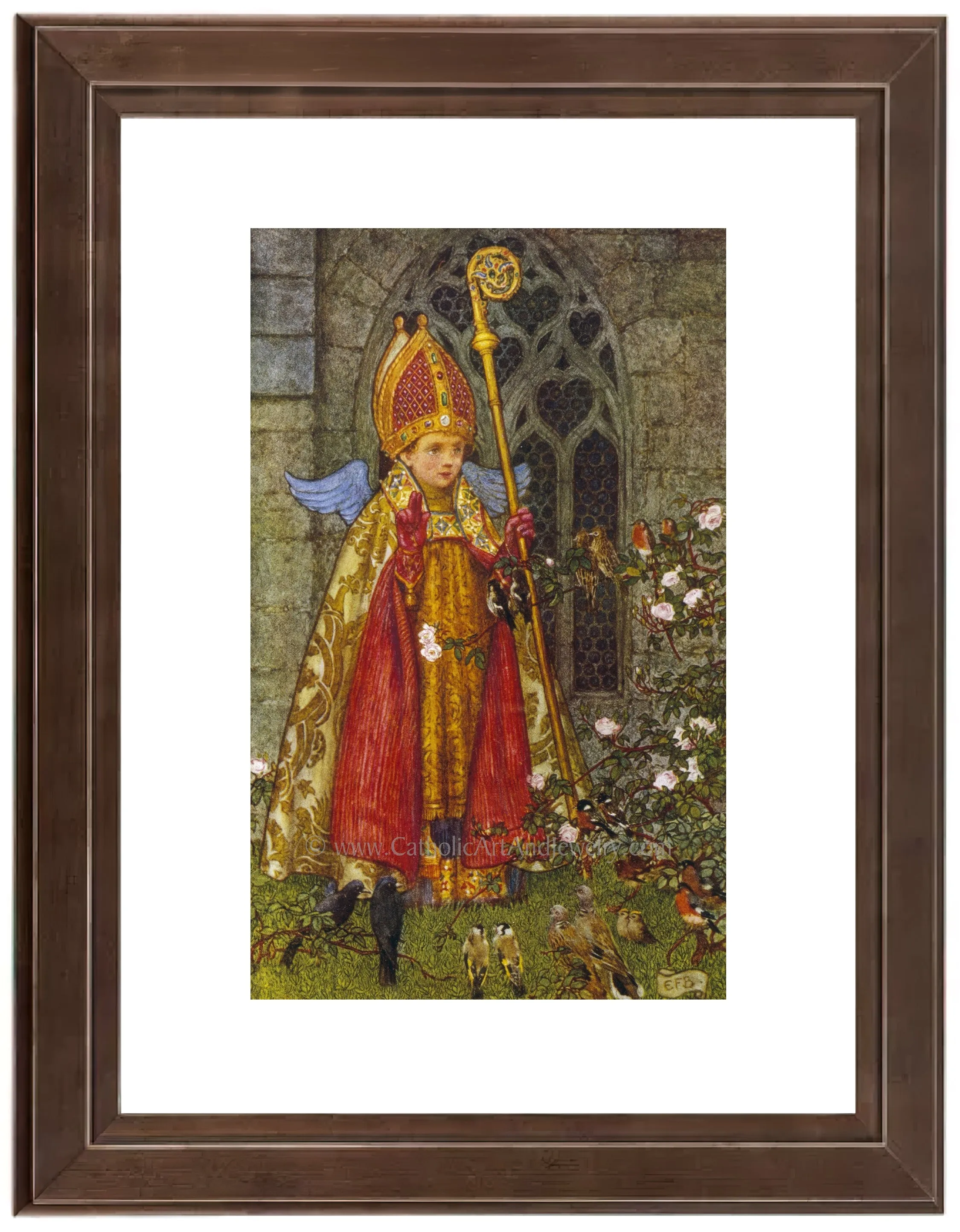 St. Valentine as a Boy Ministering to the Birds by Eleanor Fortesque Brickdale – Based on a John Donne Sonnet – Archival Quality
