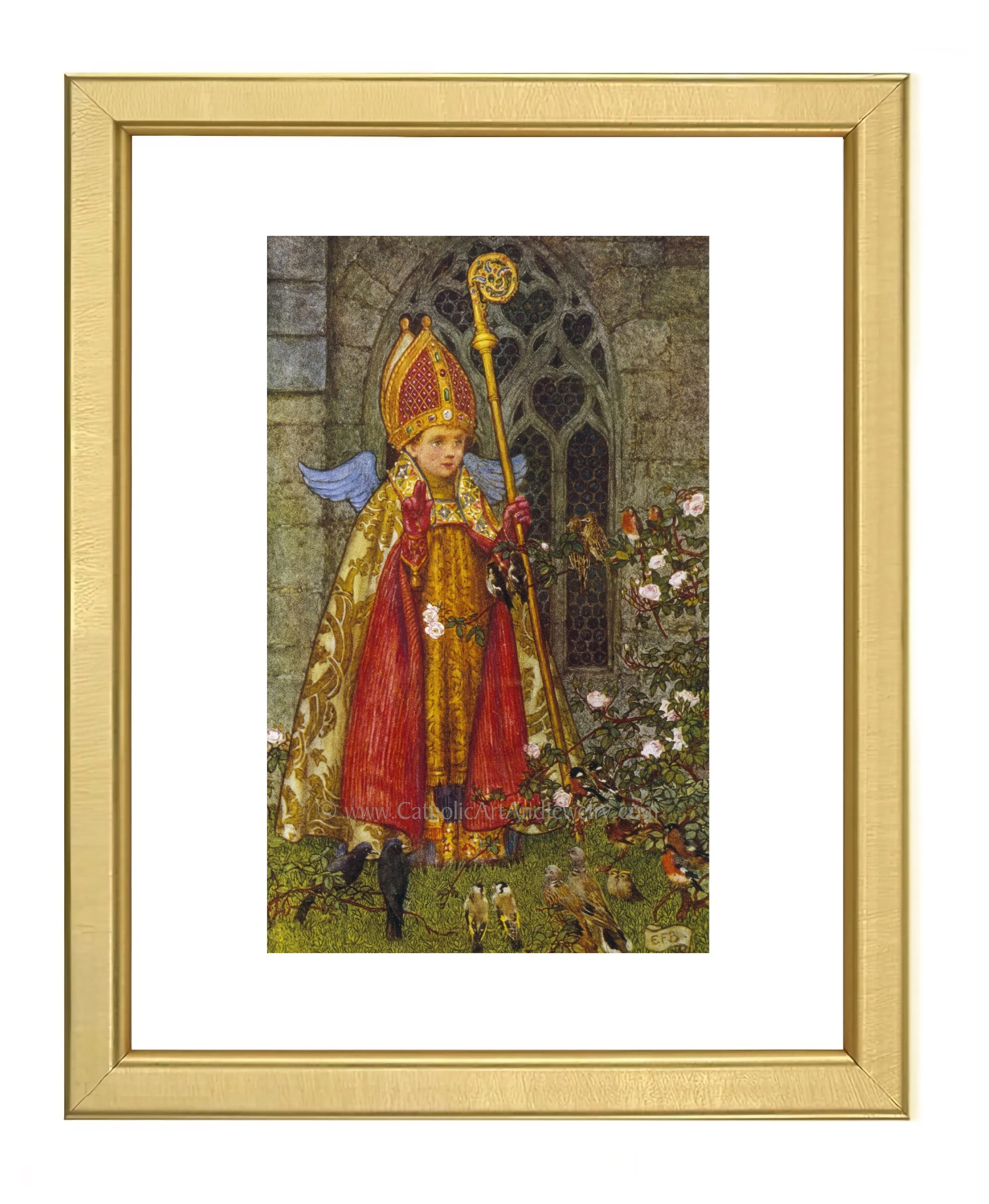 St. Valentine as a Boy Ministering to the Birds by Eleanor Fortesque Brickdale – Based on a John Donne Sonnet – Archival Quality