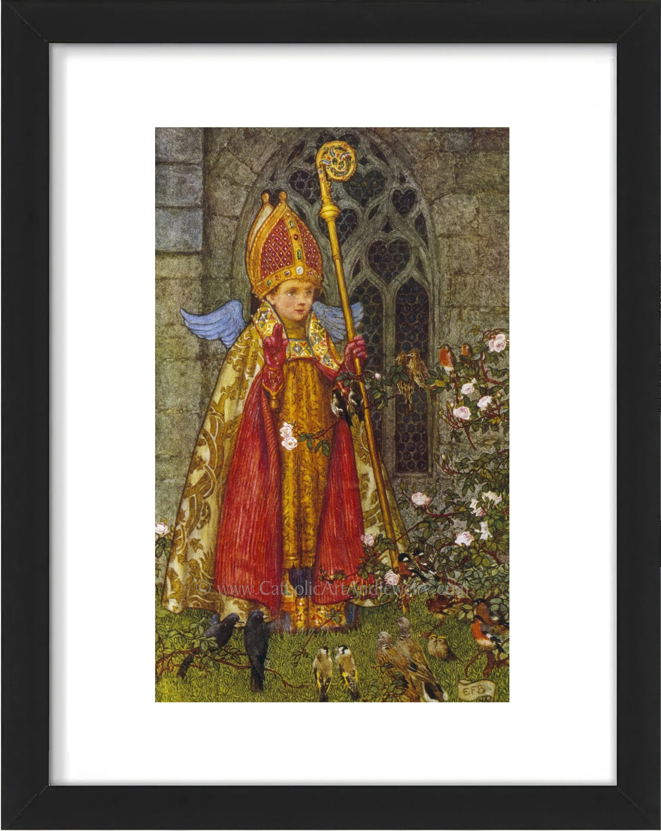 St. Valentine as a Boy Ministering to the Birds by Eleanor Fortesque Brickdale – Based on a John Donne Sonnet – Archival Quality
