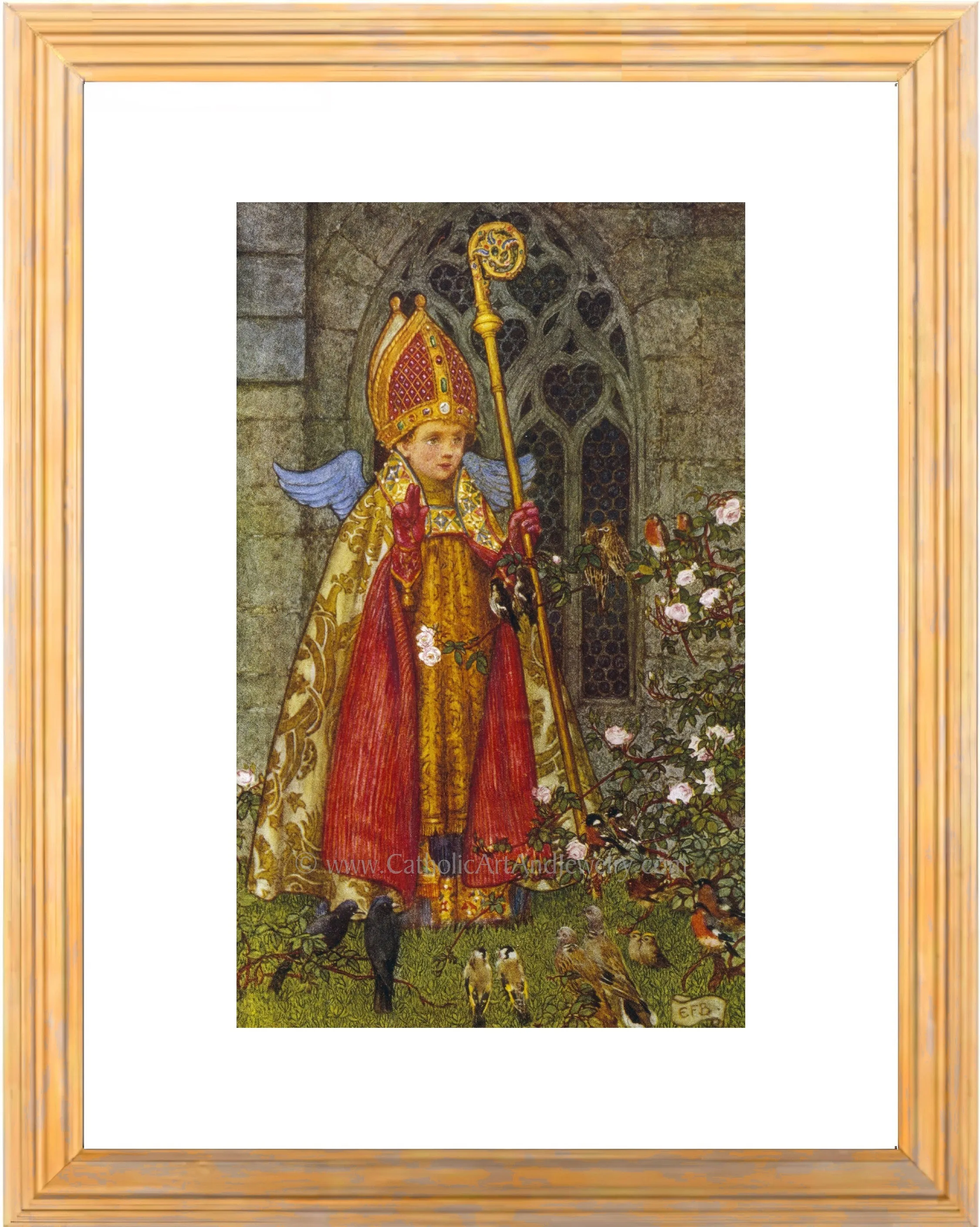 St. Valentine as a Boy Ministering to the Birds by Eleanor Fortesque Brickdale – Based on a John Donne Sonnet – Archival Quality