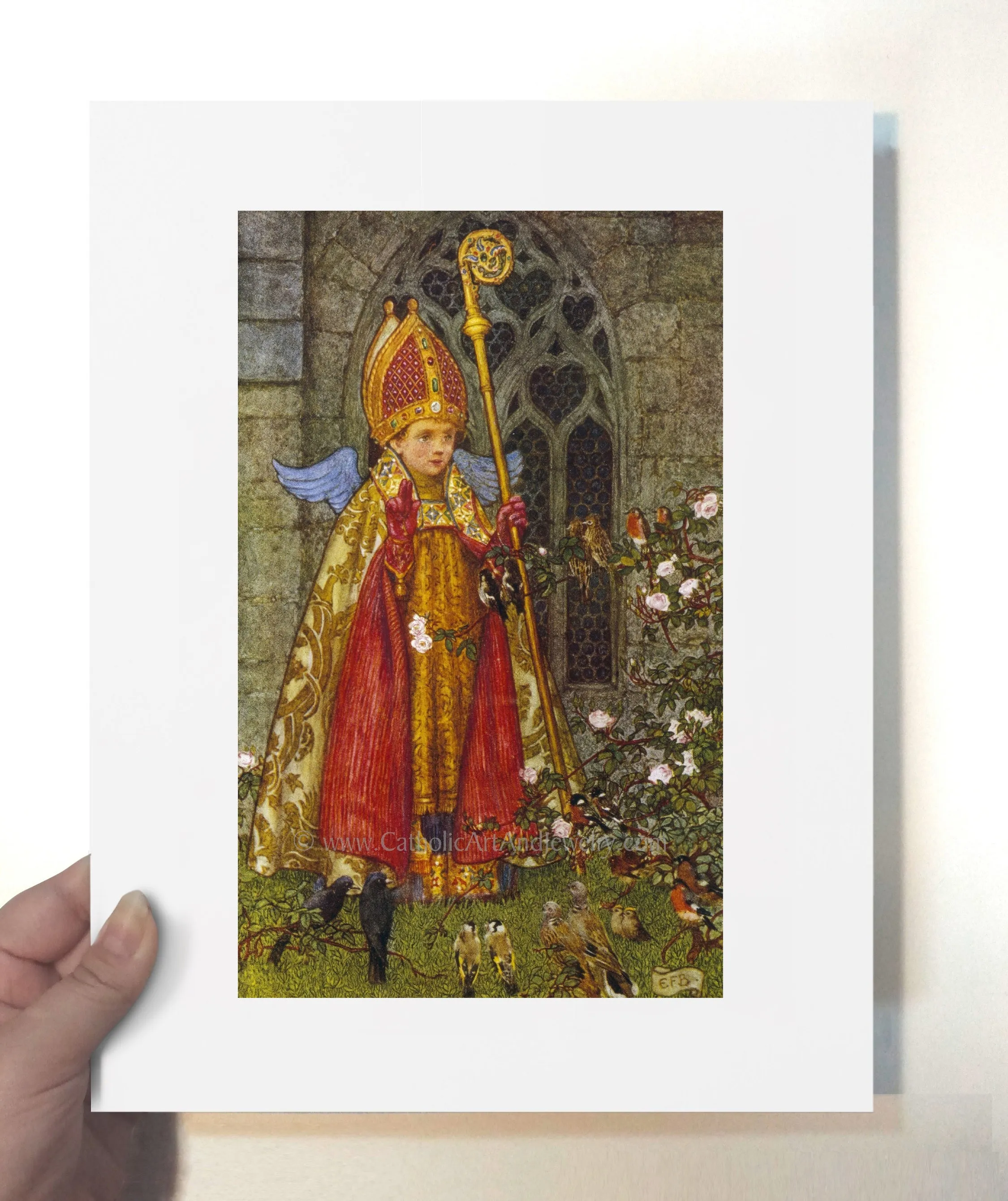 St. Valentine as a Boy Ministering to the Birds by Eleanor Fortesque Brickdale – Based on a John Donne Sonnet – Archival Quality