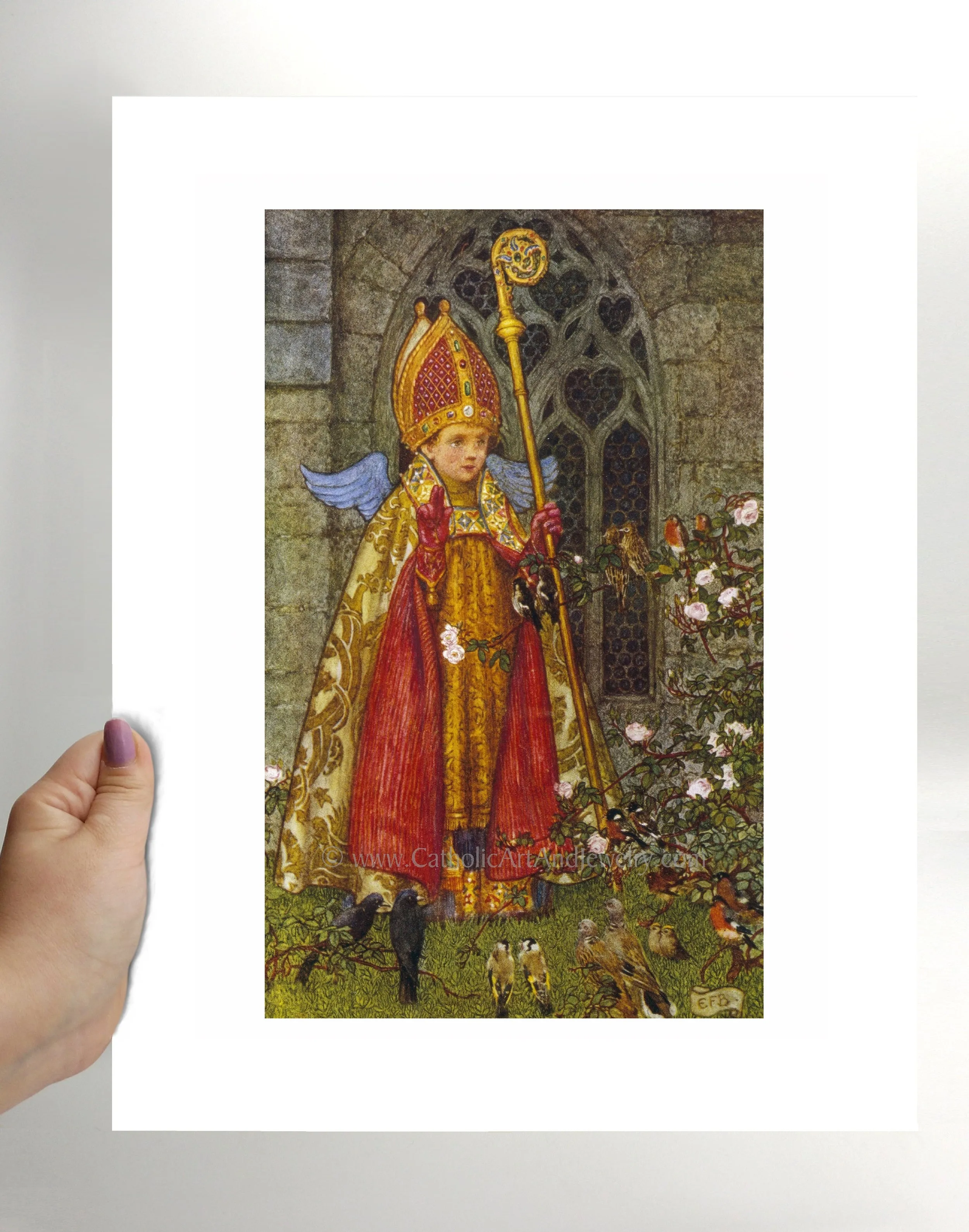 St. Valentine as a Boy Ministering to the Birds by Eleanor Fortesque Brickdale – Based on a John Donne Sonnet – Archival Quality