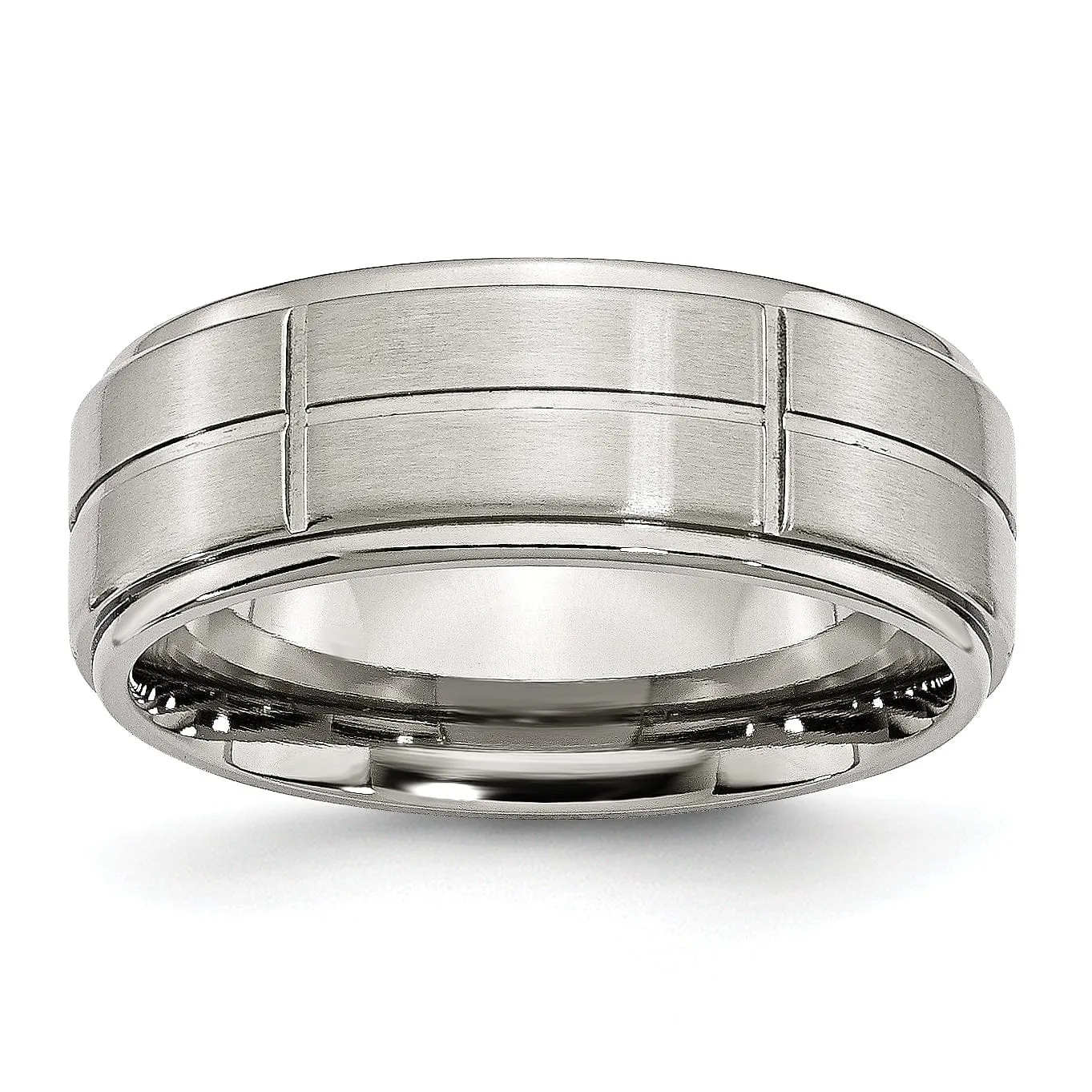 Stainless Steel Grooved 8MM Satin Polished Band