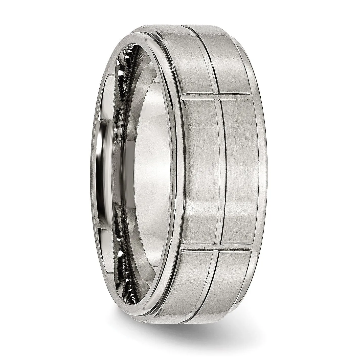 Stainless Steel Grooved 8MM Satin Polished Band