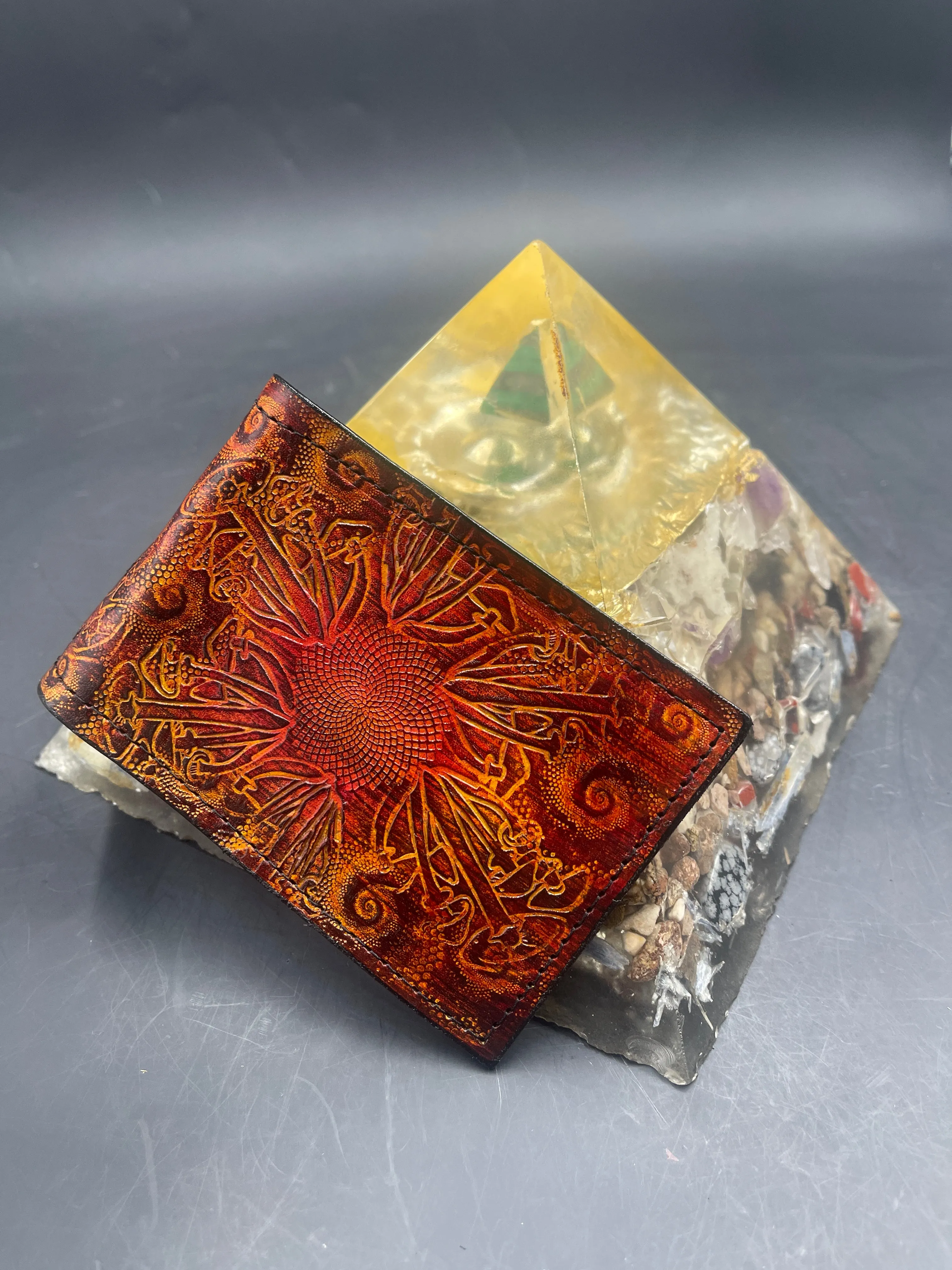 Stamped Leather Bifold Wallet - Mushrooms