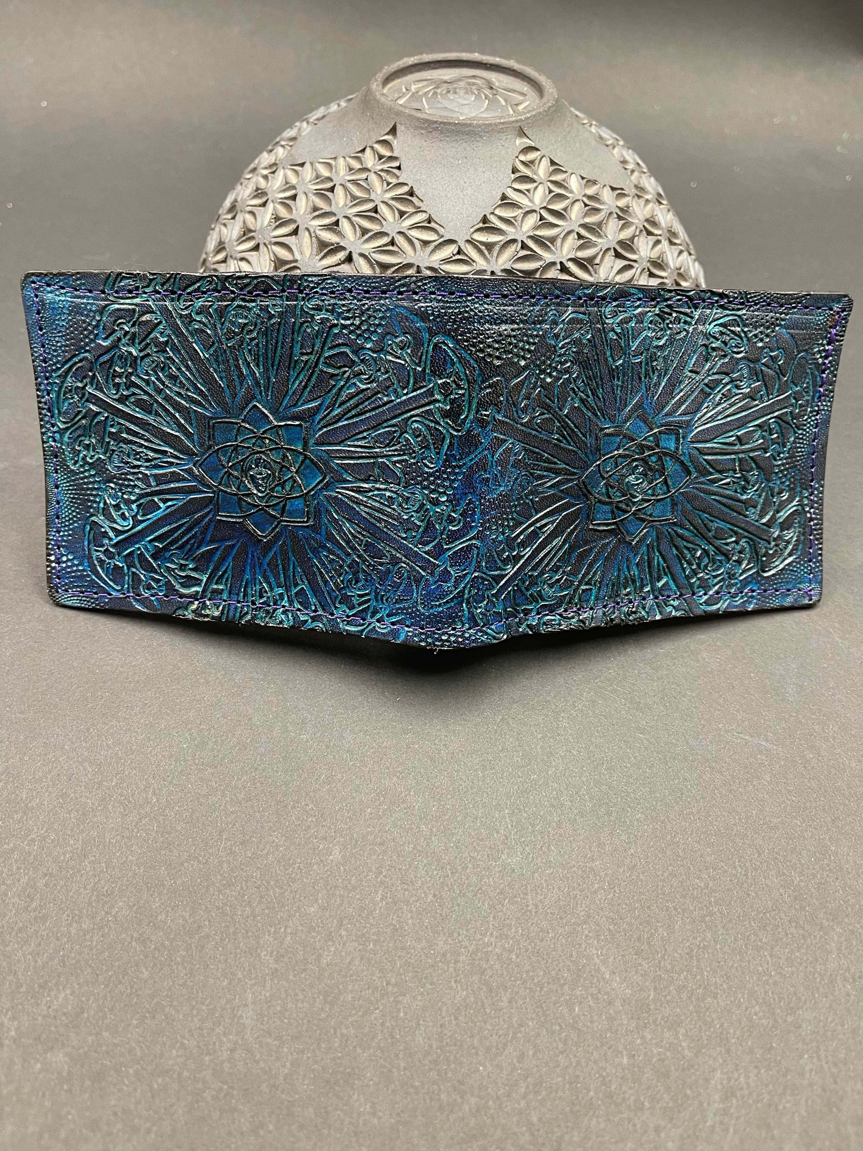 Stamped Leather Bifold Wallet - Mushrooms