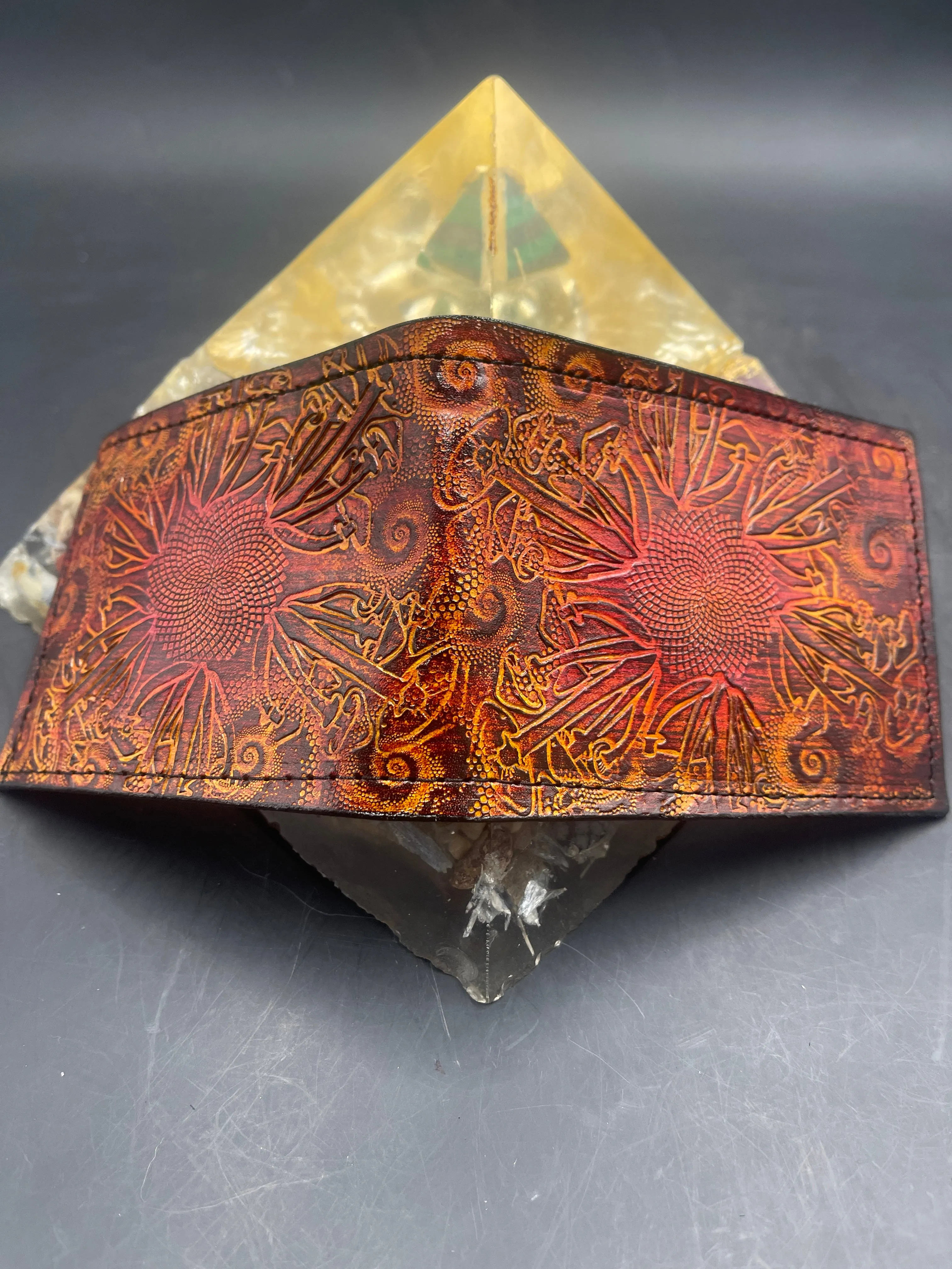 Stamped Leather Bifold Wallet - Mushrooms