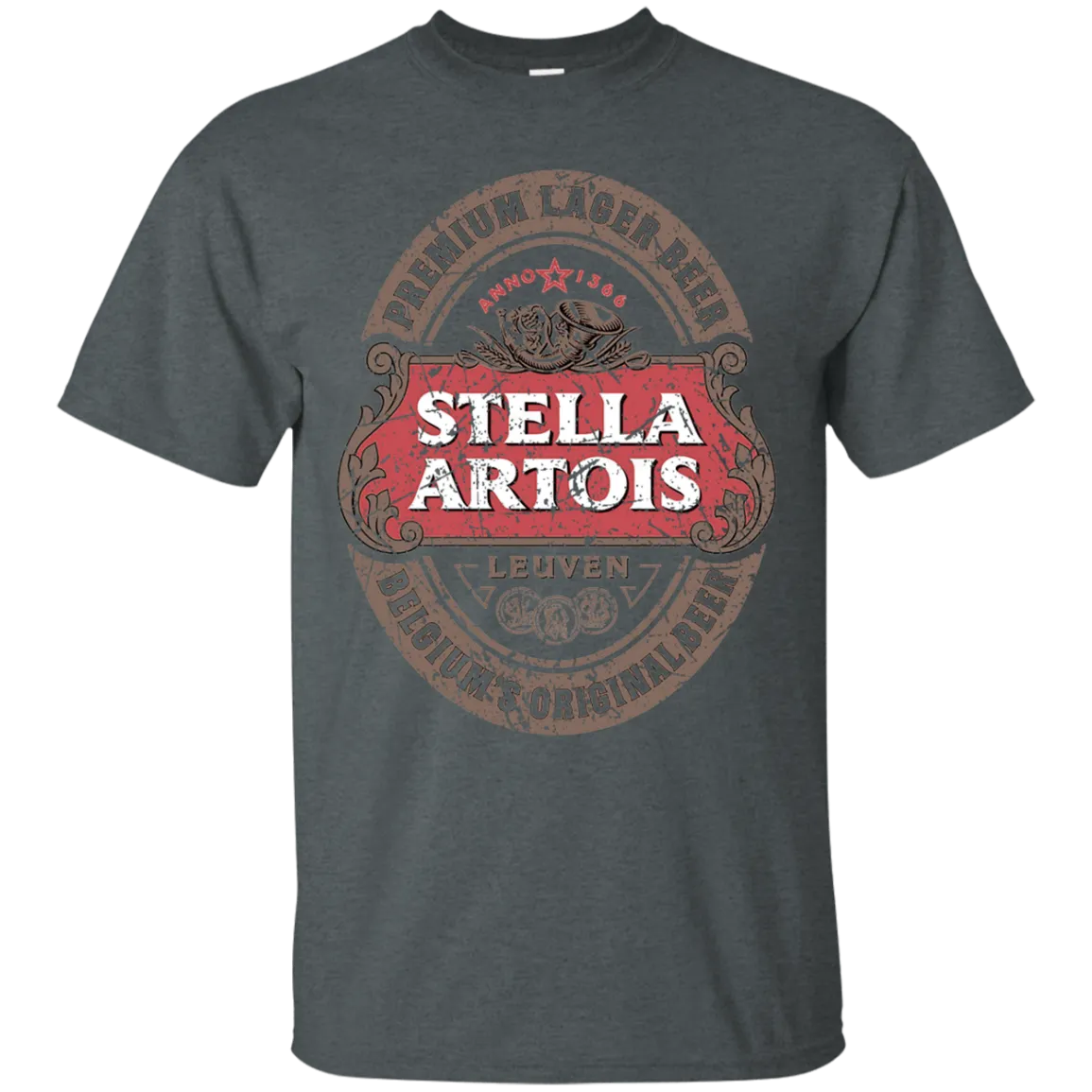 Stella Artois Beer T-Shirt Custom Designed Color Worn Label Pattern