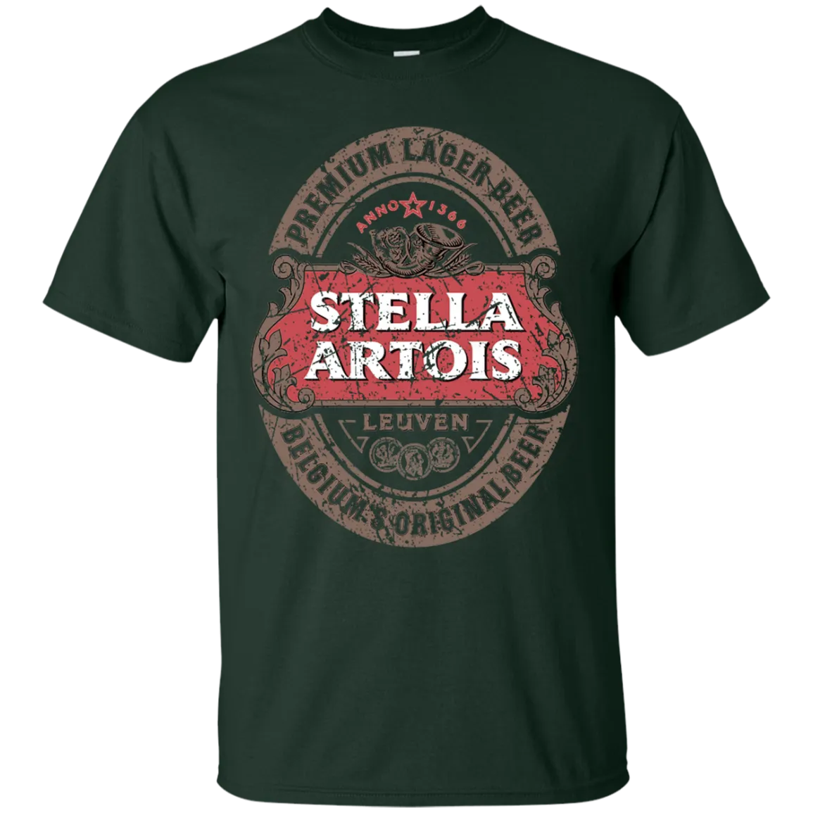 Stella Artois Beer T-Shirt Custom Designed Color Worn Label Pattern