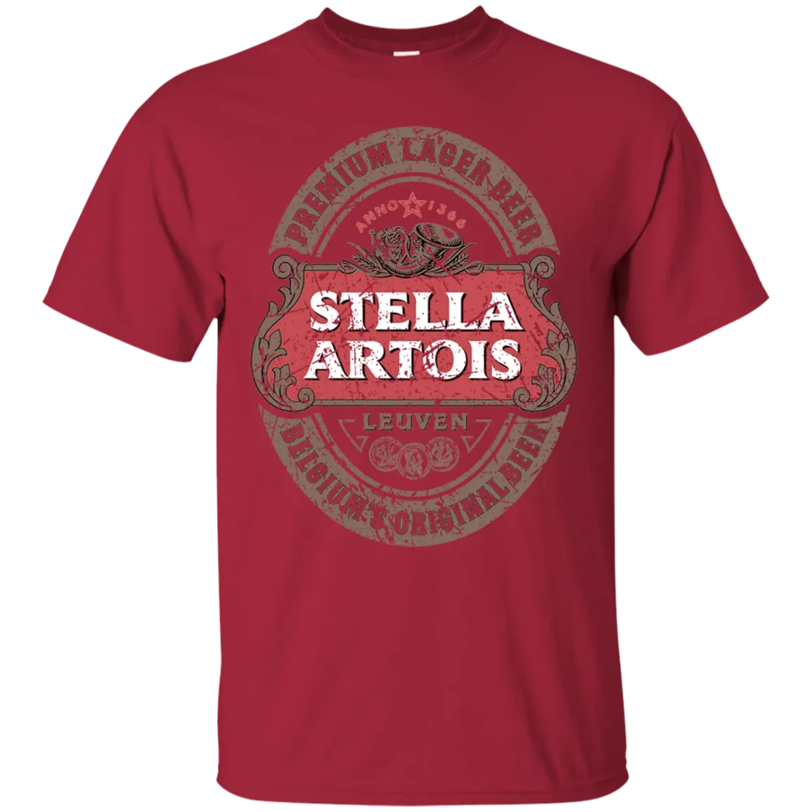 Stella Artois Beer T-Shirt Custom Designed Color Worn Label Pattern