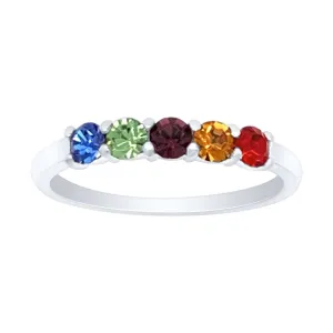 Sterling Silver Rainbow Cubic Zirconia Claw Set Ring