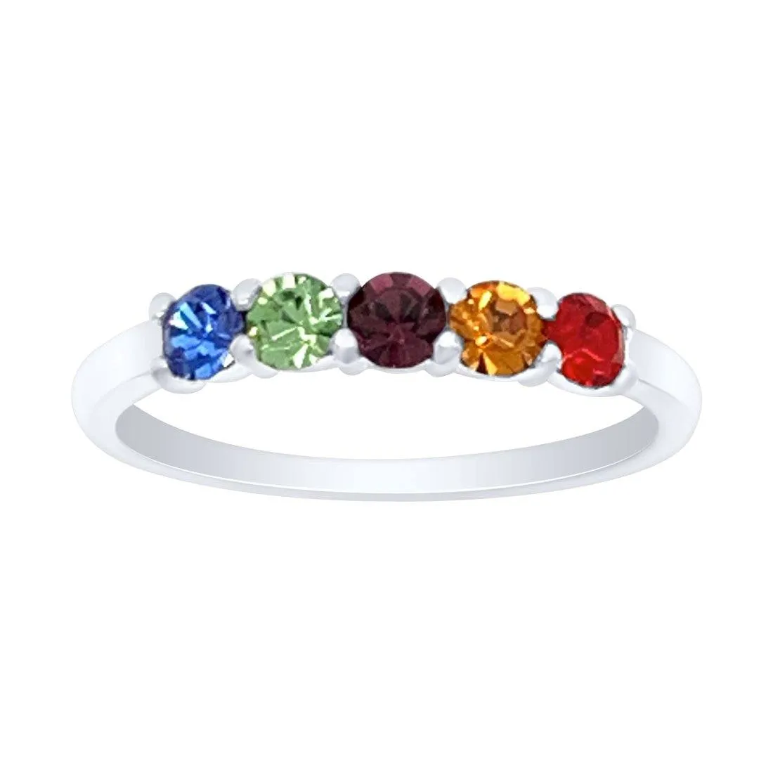 Sterling Silver Rainbow Cubic Zirconia Claw Set Ring