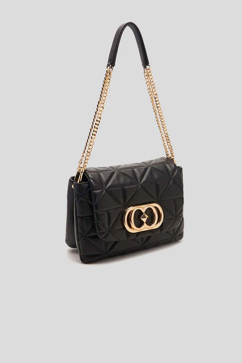 Stich & Spun Giselle Shoulder Bag Leather - Black