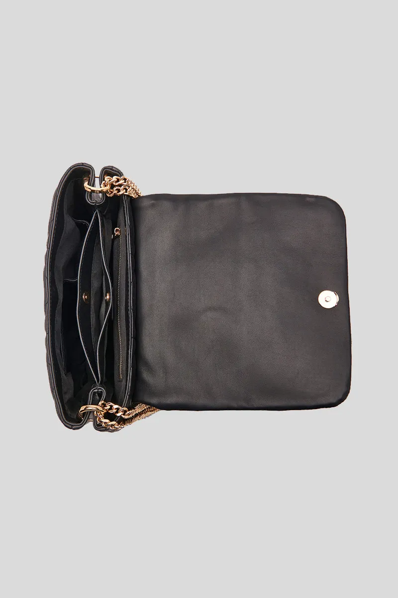 Stich & Spun Giselle Shoulder Bag Leather - Black