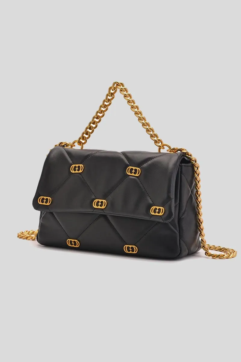Stich & Spun Logos Med. Handbag Leather - Black