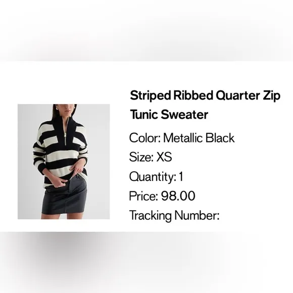 Striped ribbed quarter zip up tunic