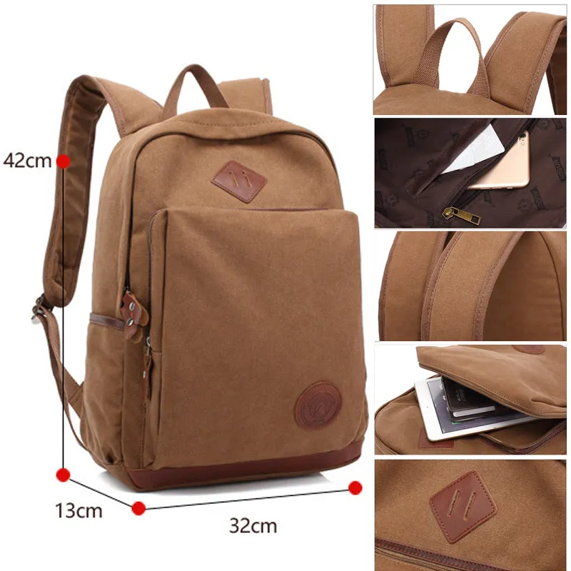 Student's Canvas Backpack Fit 15in Laptop
