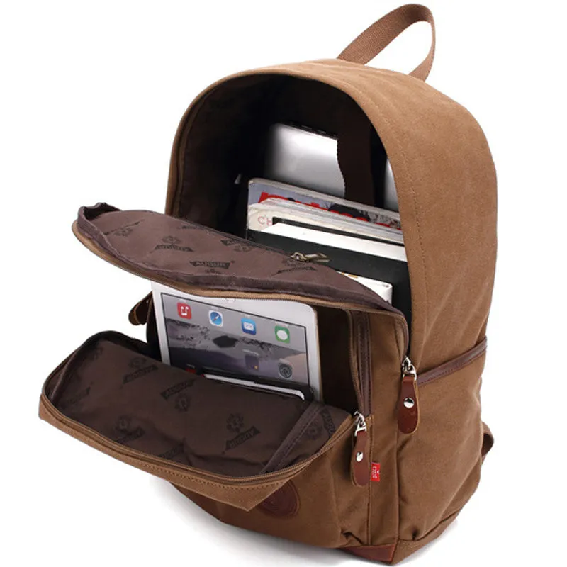 Student's Canvas Backpack Fit 15in Laptop