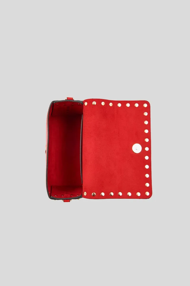 Studs Lucy Sm. Shoulder Bag Bot Pelle - Red