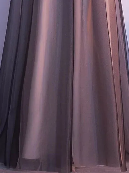 Stunning Black Evening Dresses Long V Neck Lace Tulle Sleeveless A Lien Floor Length Formal Evening Dress