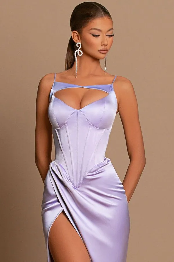 Stunning Lilac Sleeveless Prom Dress Mermaid Split Long Online