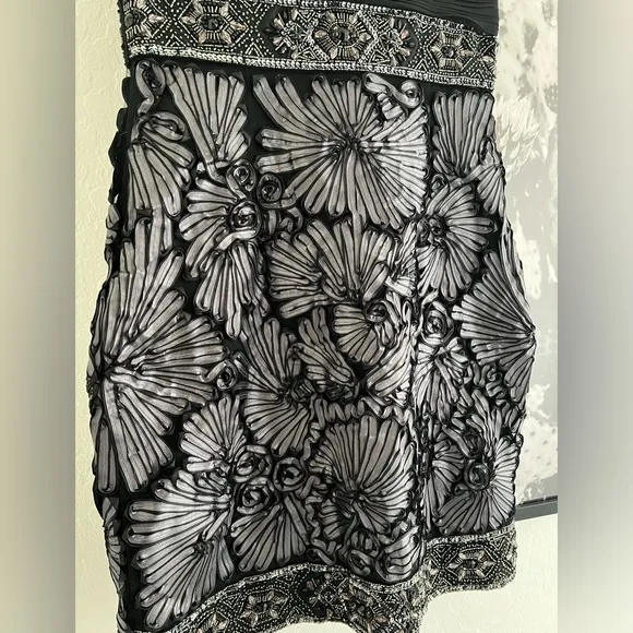 Sue Wong Nocturne Sequins Beaded Soutache Ribbon Formal Mini Dress