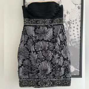 Sue Wong Nocturne Sequins Beaded Soutache Ribbon Formal Mini Dress