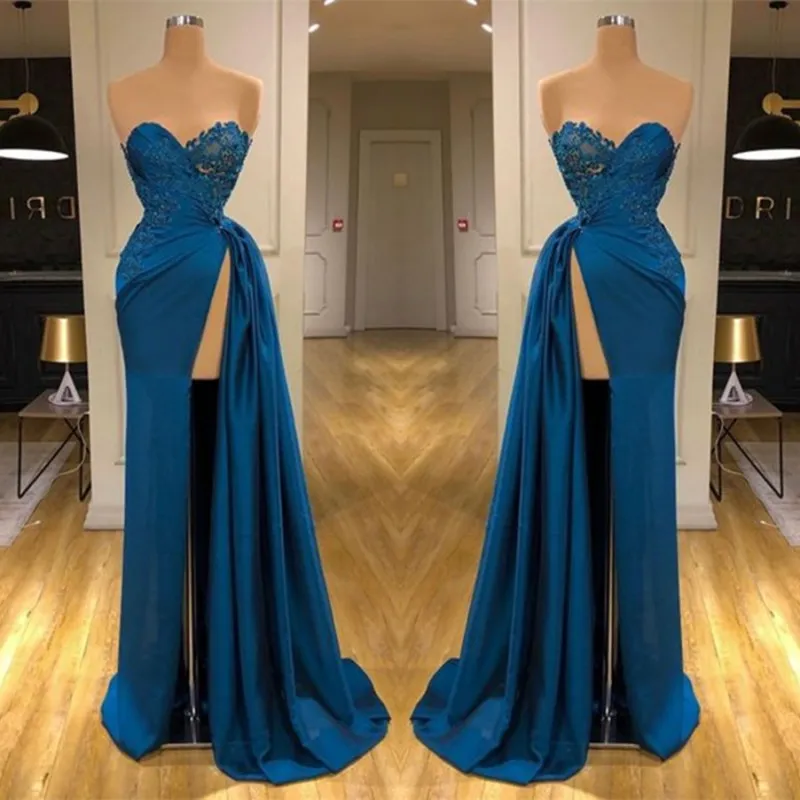 Sweetheart Lace Appliques Prom Dress Long With Split